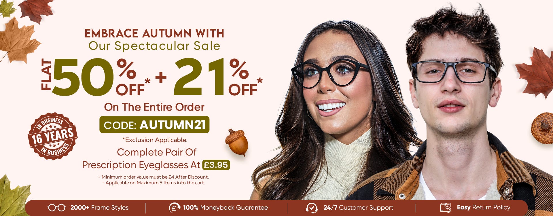 FLAT 50% + 21% OFF On The Entire Order CODE: AUTUMN21